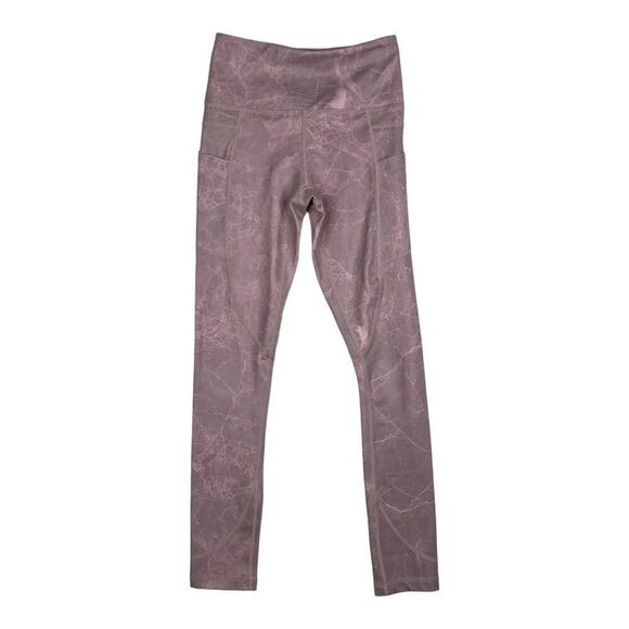 Zyia Active Pink Rose Marbled Print Mid Rise 7/8 Legging Women's Size 0 - Picture 1 of 8